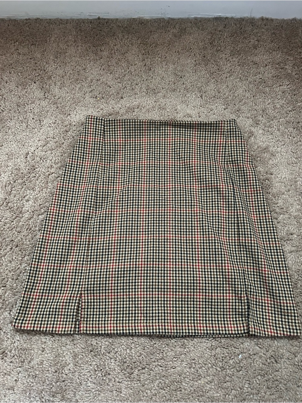 Brandy Melville Plaid Mini Skirt in Brown, Black and Red
